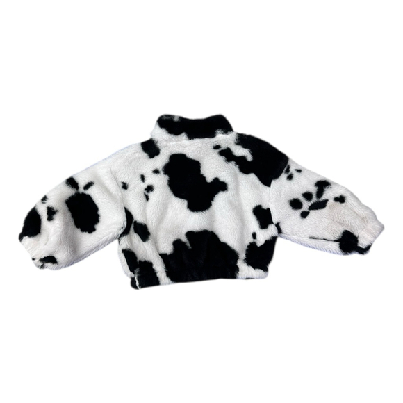 Baby SHEIN Cow Print Faux Fur Jacket 2Y Black White - Picture 5 of 6